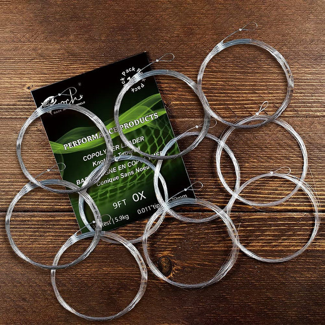 Lot de 10 bas de ligne fuselés pour la pêche à la mouche