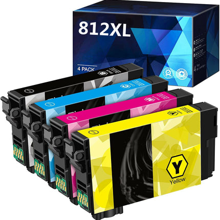 4pack 812XL Ink Cartridge Compatible for EPSON WF3820 WF3825 WF4830 WF4835
