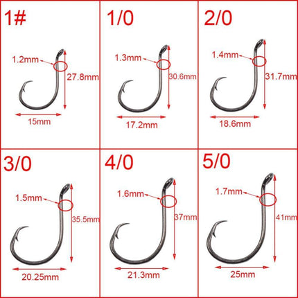 fishing hooks size chart
