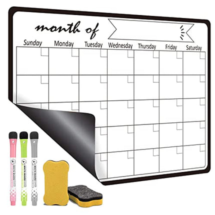 Magnetic Dry Erase Calendar for Refrigerator Monthly Planner Whiteboard Sheet with 3 Magnetic Markers and 2 Eraser