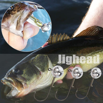 30pcs 6 Size  Lead Jig Head Soft Lure Fishing Bait Hook