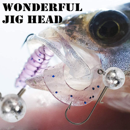 30pcs 6 Size  Lead Jig Head Soft Lure Fishing Bait Hook