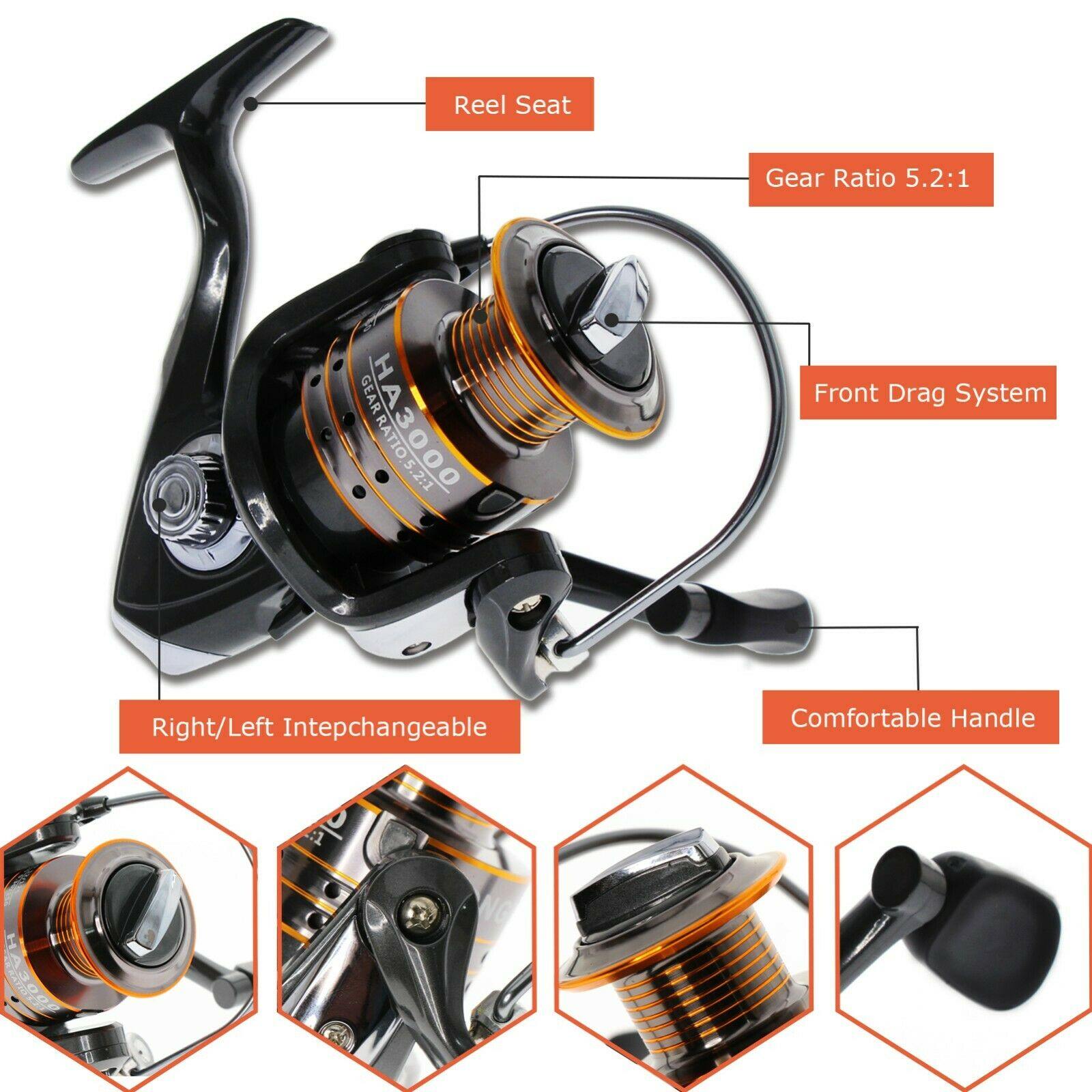 Fishing Rod Combos with Telescopic Fishing Pole Spinning Reels