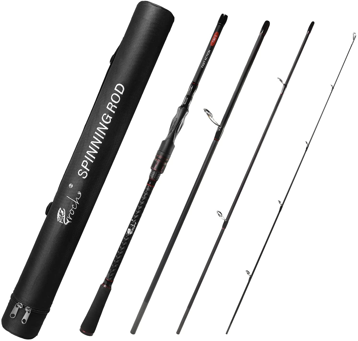 4 Piece Travel Fishing Rods Casting/Spinning Rod with Case