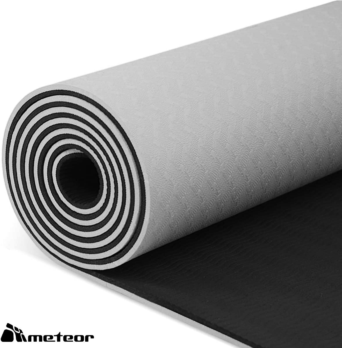 Meteor 6mm Dual-Tone TPE Yoga Mat with Alignment Lines,183x65cm Extra Thick