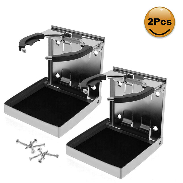 2 Stück verstellbare klappbare Getränkehalter aus Edelstahl | CROCH