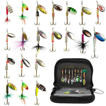 20 pcs Hard Metal Spinner Bait Kits with Portable Carry Bag